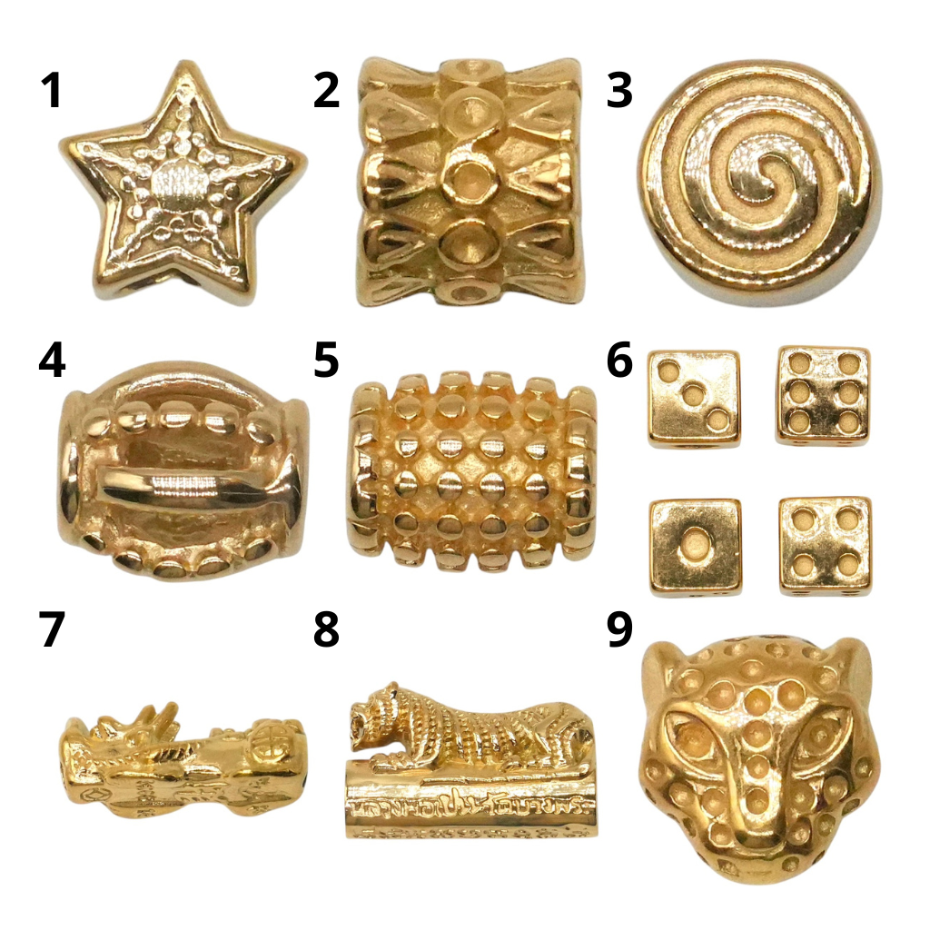 Foliesbijoux - Wholesale Individual Charm/Pendant - Set of 10 gold stainless steel spacer charms (9 models available)1
