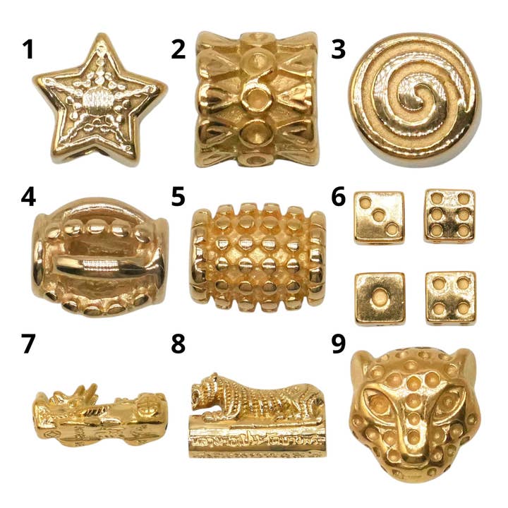 Foliesbijoux - Wholesale Individual Charm/Pendant - Set of 10 gold stainless steel spacer charms (9 models available)1