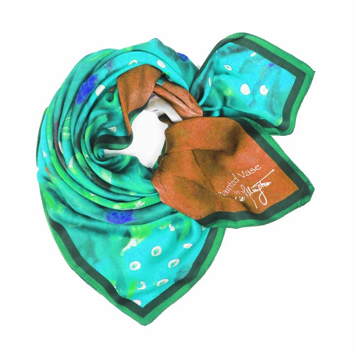Pañuelo de seda con diseño de jarrón pintado para venta al por mayor de Debbie Millington