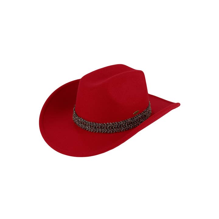 Hana - Wholesale Cowboy Hat - Women's - C.C Stone Glitter Band Vegan Cowboy Hat