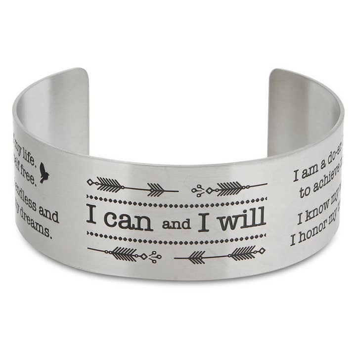 Culture Spot - Wholesale Cuff Bracelet - I Can And I Will Stainless Steel Inspirational Cuff Bracelet
