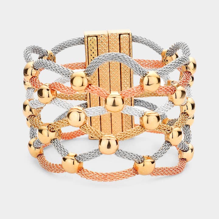 Lattice Metal Mesh Ball Magnetic Bracelet for wholesale by Sensibling Corp.