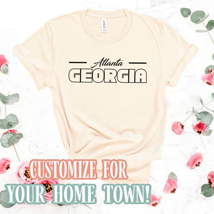 Benutzerdefiniertes Stadtstaaten-Shirt Blockige Umrissschrift Trendiges T-Shirt für den Großhandel von Bravo Glass