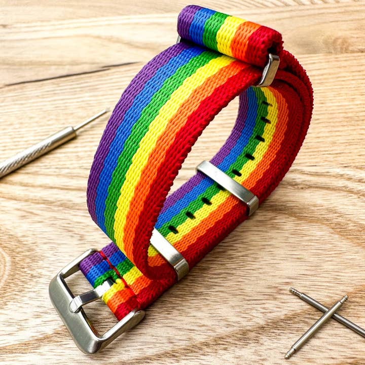 The Thrifty Gentleman – wholesale Watch band/strap – Men's – Rainbow Striped Herringbone Nato Watch Strap5