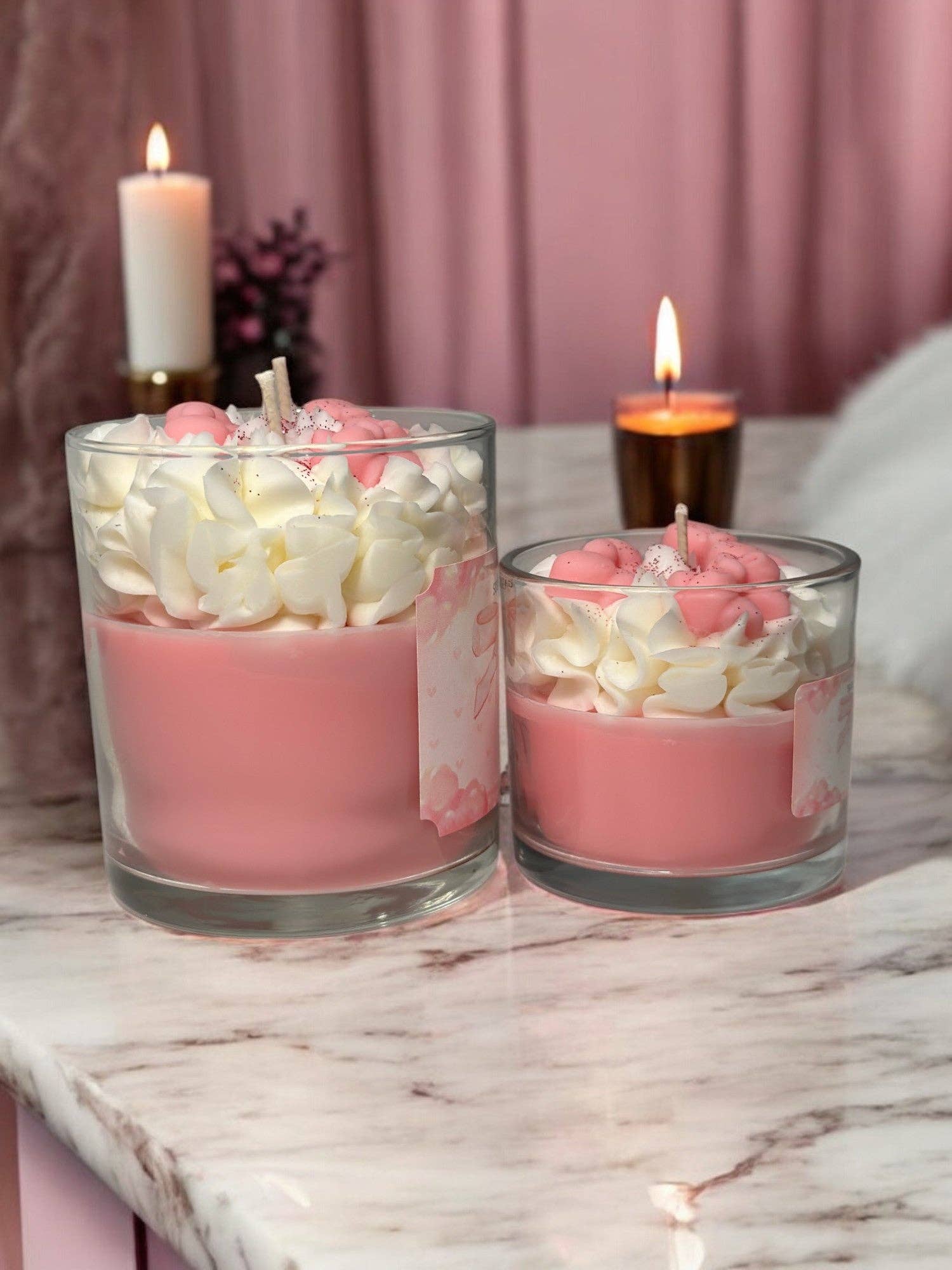 Sugar Candle - Wholesale Jar/Filled Candle - Hearts Fire Pink Candle: Soy Wax, Gift & Retail Ready7