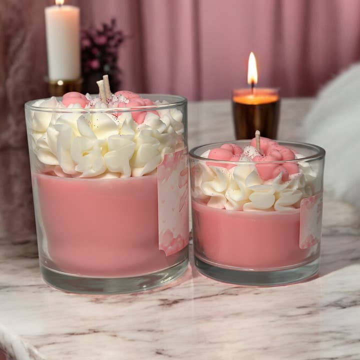 Sugar Candle - Wholesale Jar/Filled Candle - Hearts Fire Pink Candle: Soy Wax, Gift & Retail Ready7