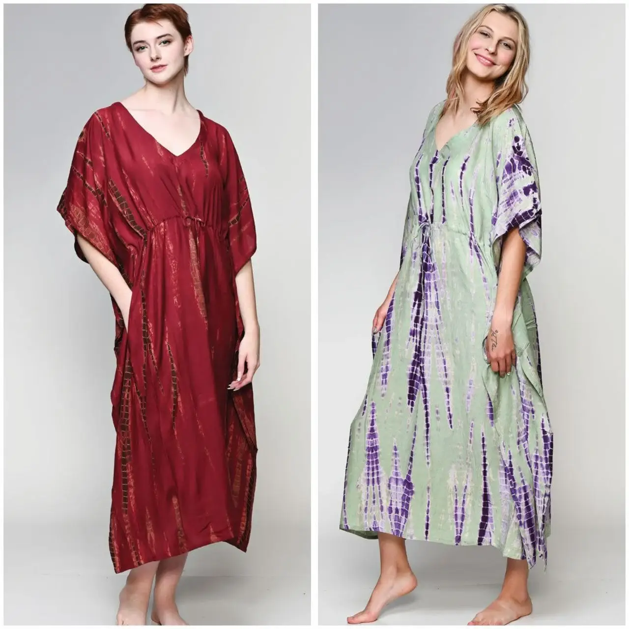 Bhawana Handicrafts - Wholesale Kaftan - Women's - 5 Piece Lot, Tie Dye Kaftan One Size Fit Plus Shibori Tie 5