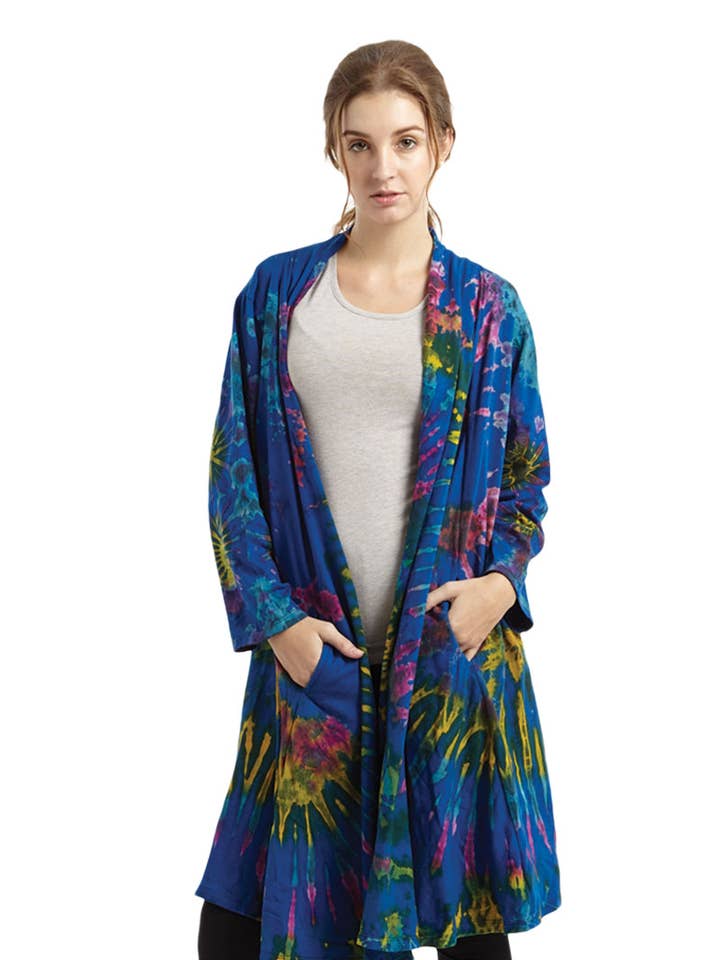 Cárdigan de manga larga con teñido anudado (TH-839) para venta al por mayor de Kathmandu Imports