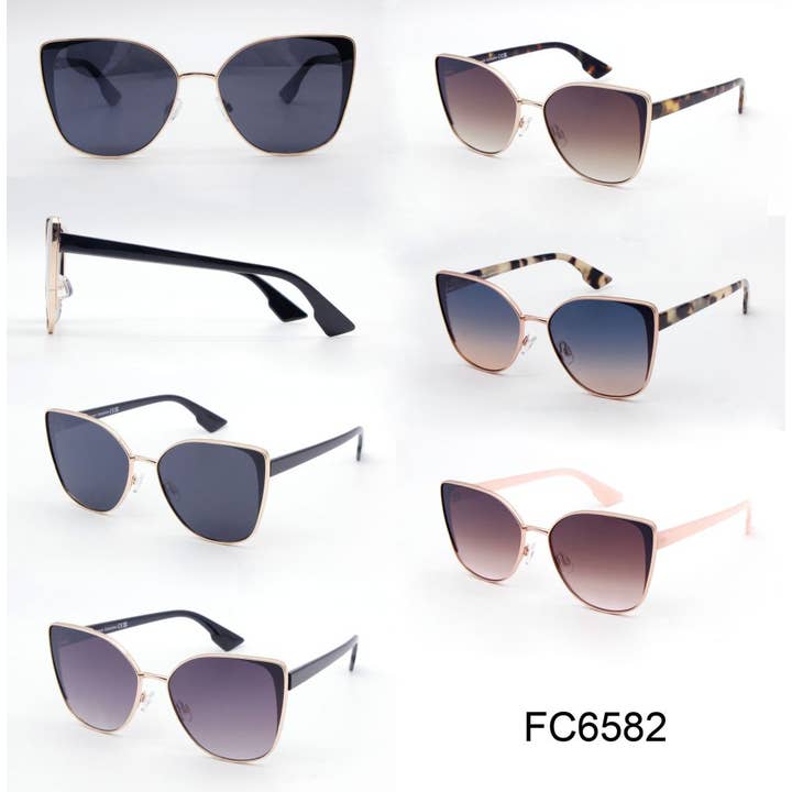 Dynasol Eyewear - Vendita all'ingrosso Occhiali da sole - Donna - Occhiali da sole Cat Eye in metallo alla moda8