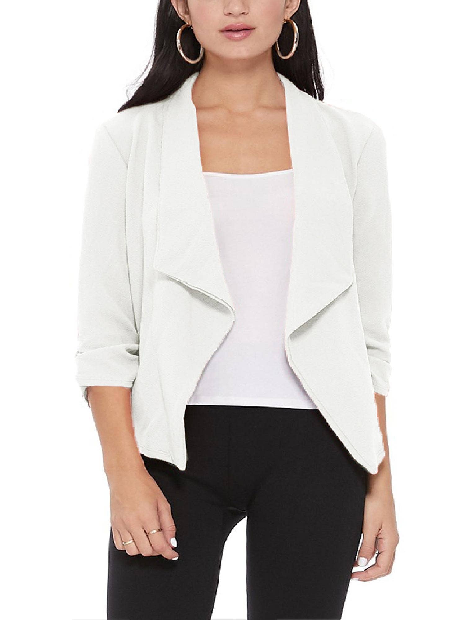 MOA COLLECTION - Wholesale Blazer - Women's - Casual Open Front Draped Solid Blazer Jacket76