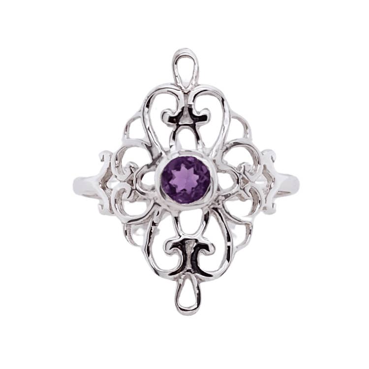 Esprit Creations - Wholesale Single Stone/Solitaire Ring - Amethyst Filigree Ring