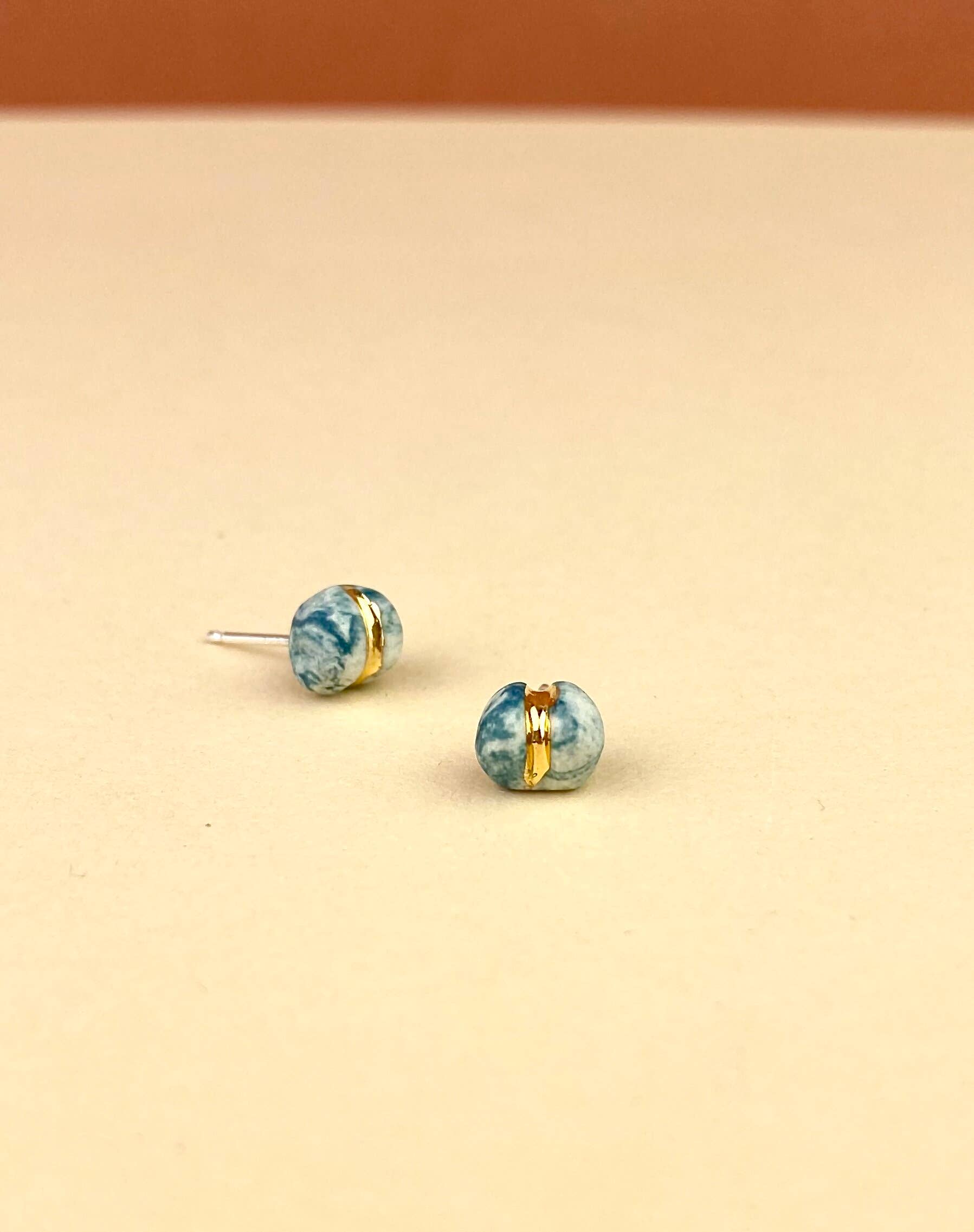 Barrow PDX – wholesale Stud/post earrings – Macaron Studs - Colorful Pigmented Porcelain with Gold0