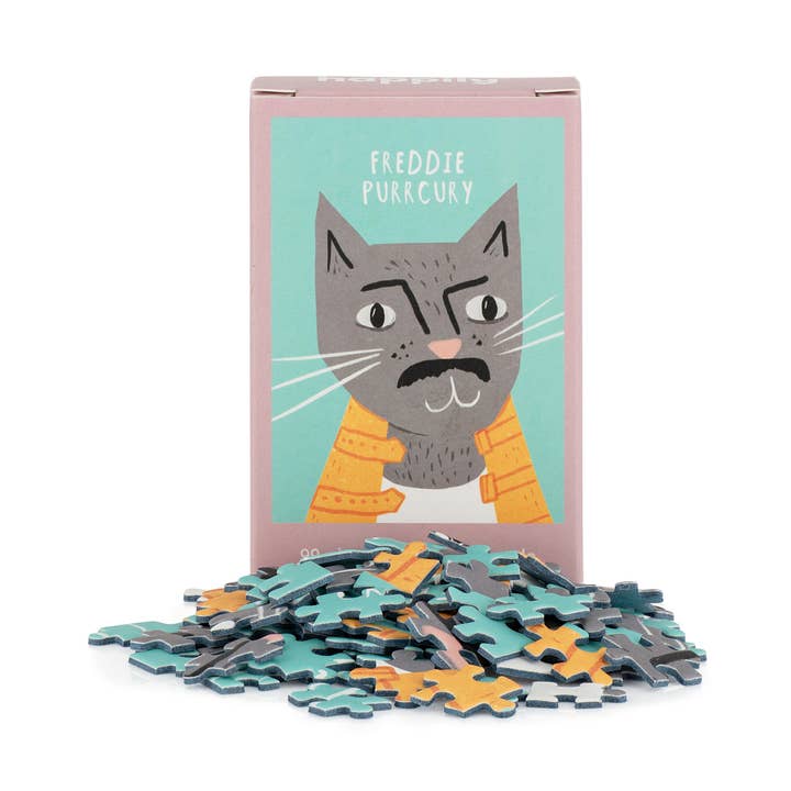Freddie Purrcury - 99 Piece Mini Cat Jigsaw Puzzle for wholesale by Happily Puzzles