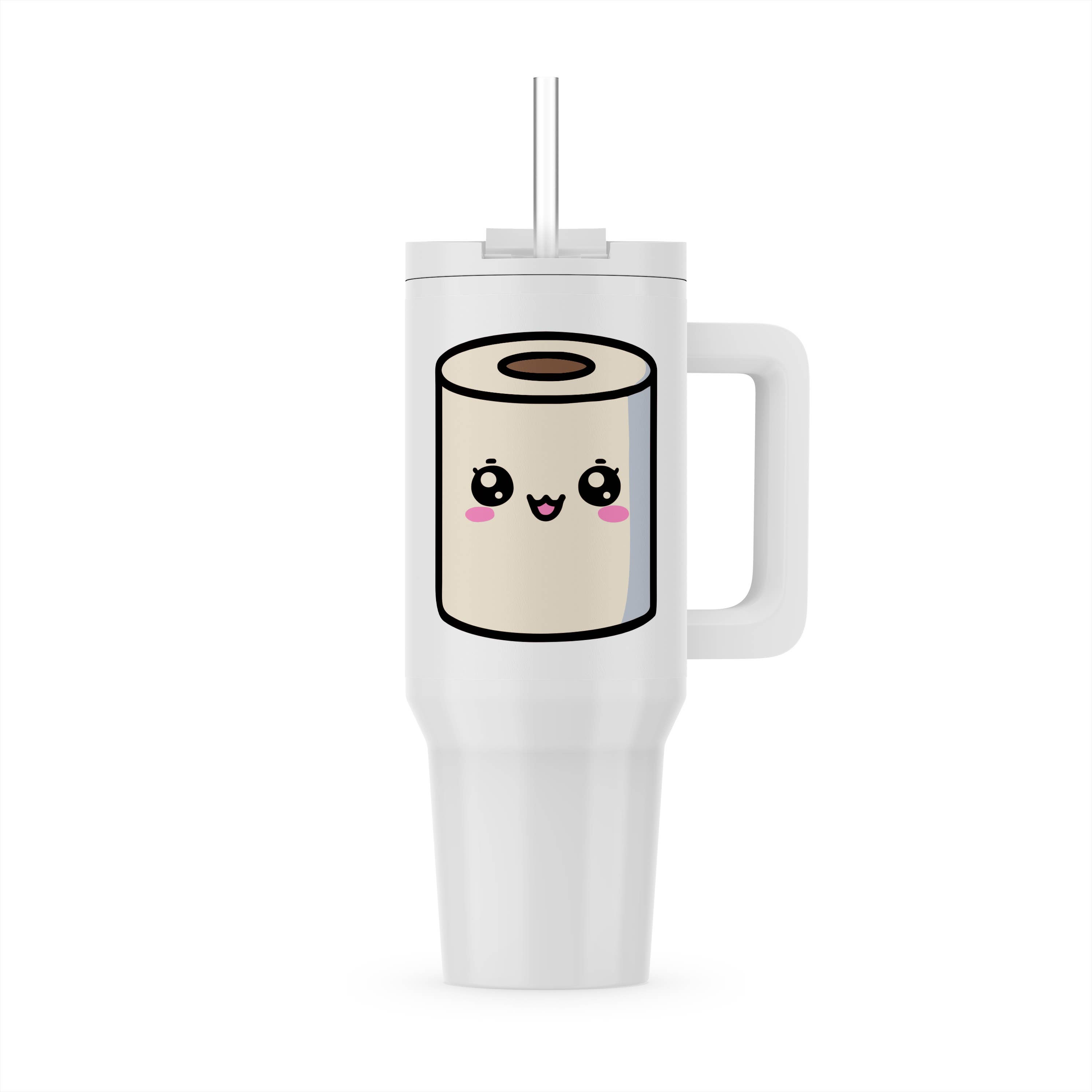 3dRose - Wholesale Insulated Mug/Tumbler - 3dRose, Cute Kawaii Illustration Of A Roll Of Toilet Paper, Tumbler5