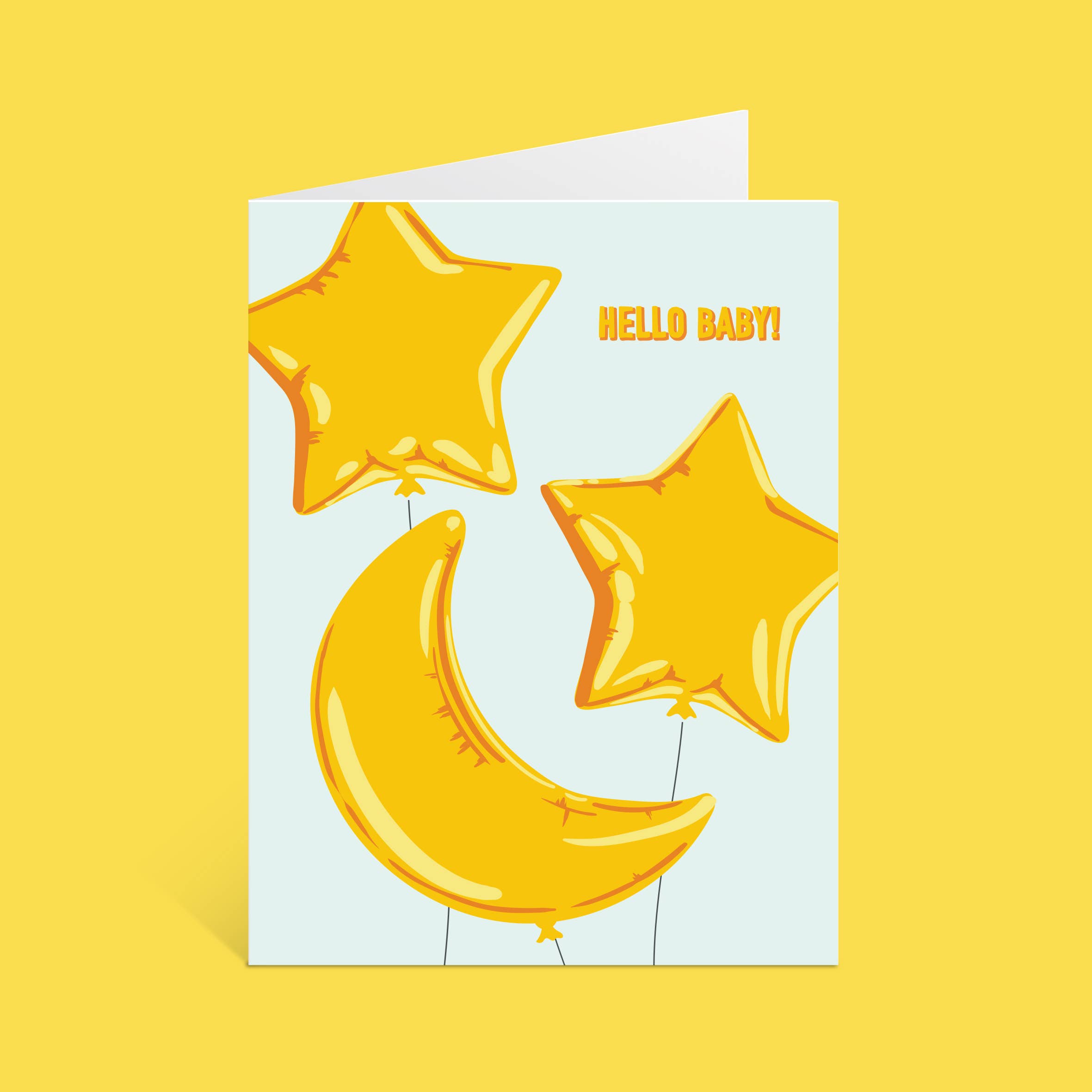 Lucy Loves Paper - Vente Cartes bébé - Ballons Moon & Star | Hello Baby Card2