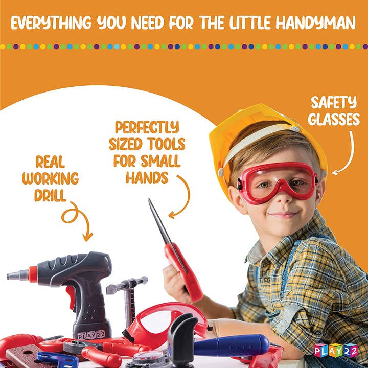 Play22 - Wholesale Toy set – Kids - 76 Pcs Kids Tool Bench Set, Foldable Toddler Tool Set 3