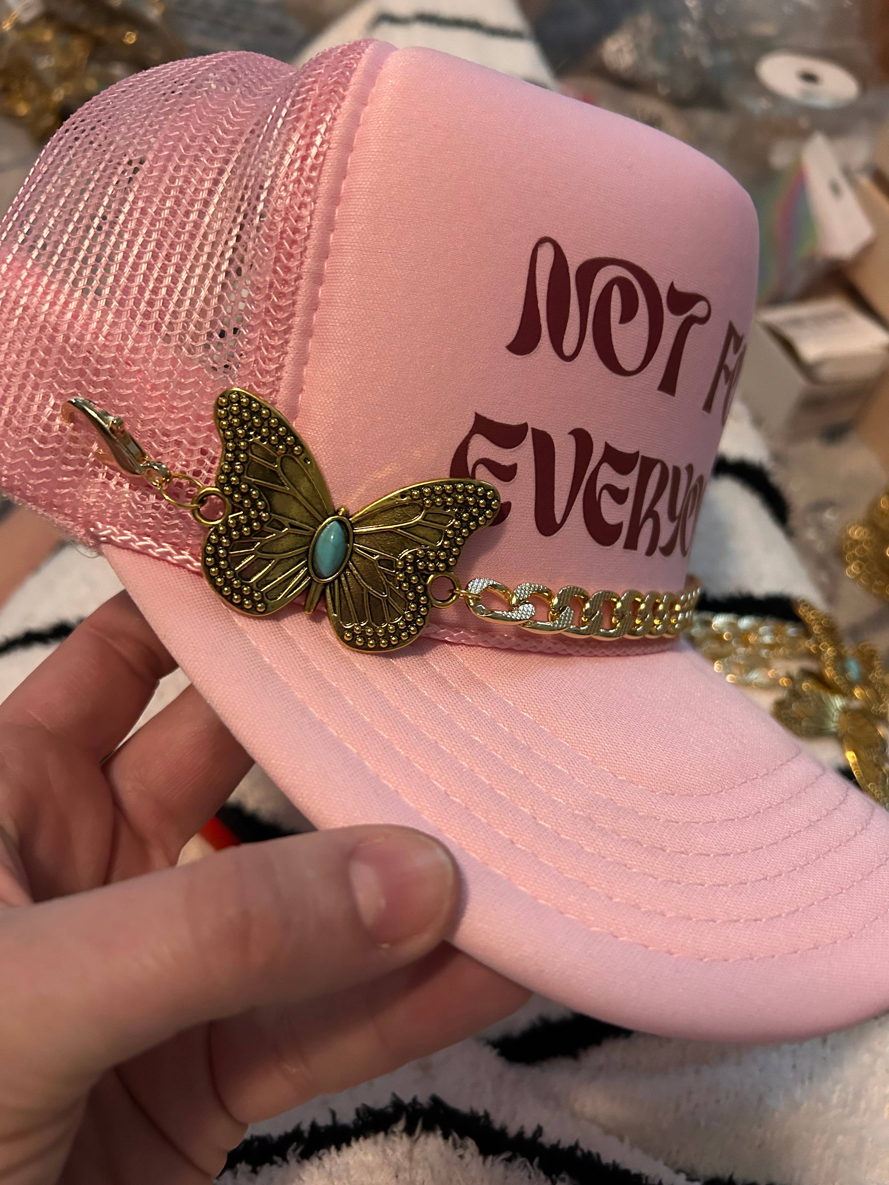 Vibes Hat Company - Wholesale Hat Accessory - Women's - Turquoise & Embossed Gold  Butterfly Trucker Hat Chain | Cap5