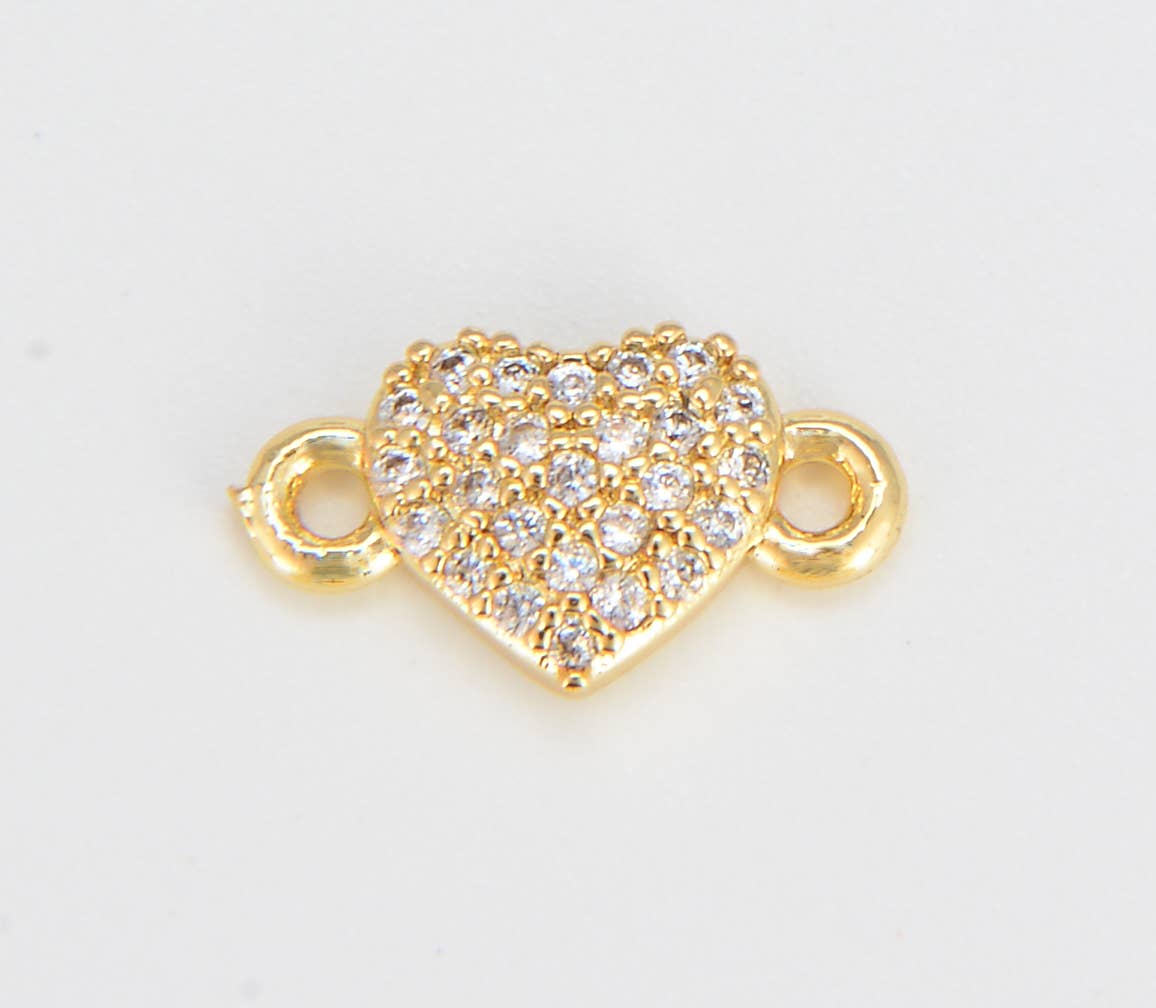 Beads Creation – wholesale Individual charm/pendant – Micro Pave Gold Filled Heart Link Connector, CN4150