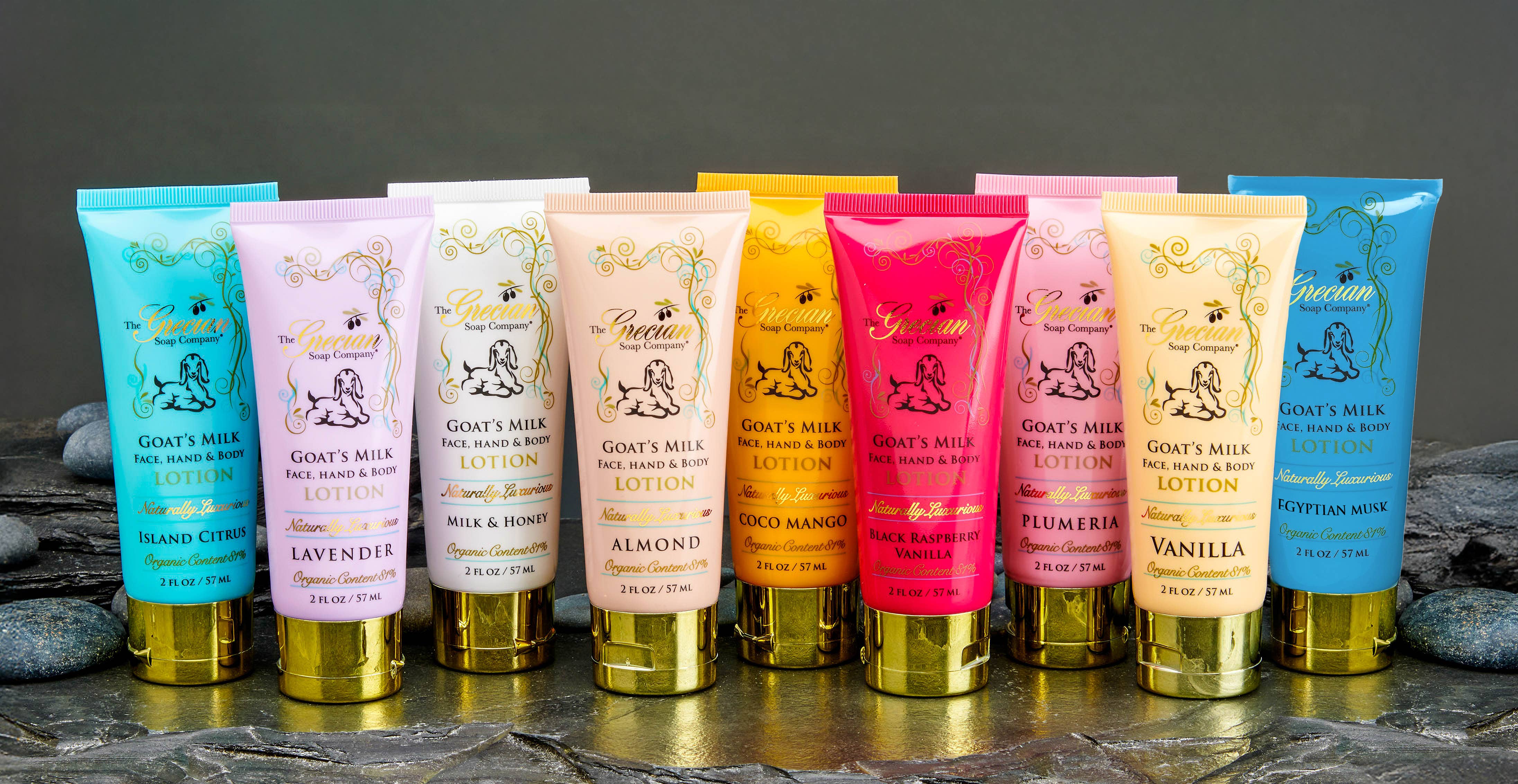 The Grecian Soap Company - Wholesale Retailer Display - Beauty & Wellness - Organic Handmade Goat's Milk Lotion Tube Display Set1