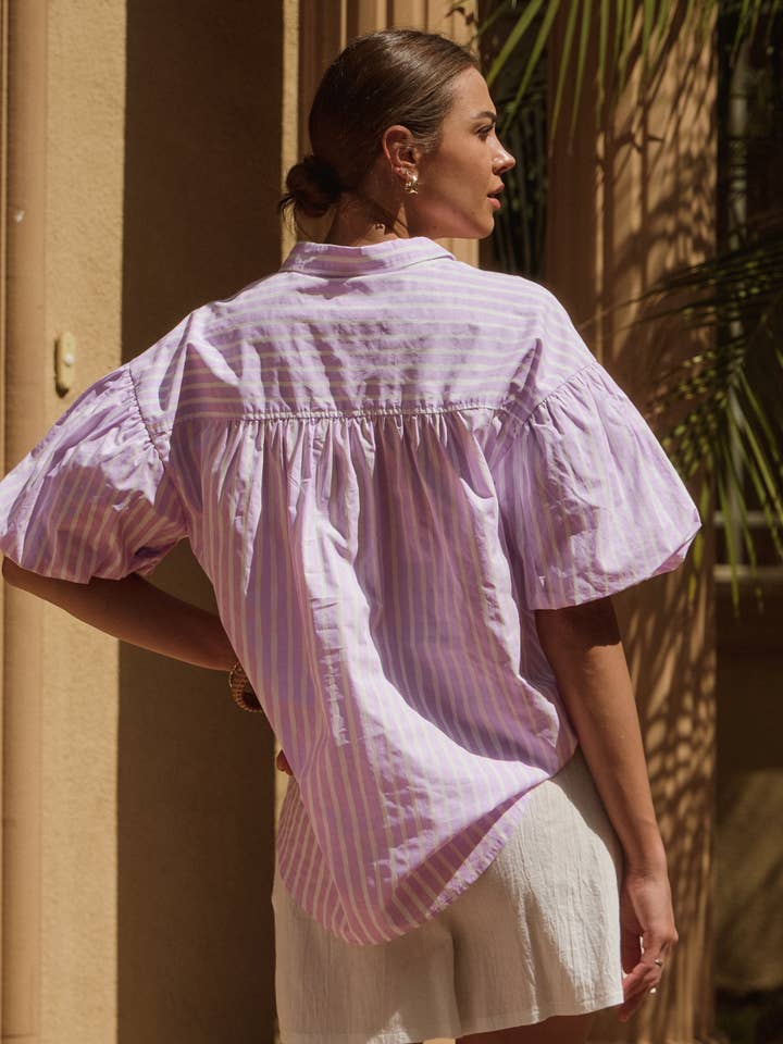 Oddi - Wholesale Shirt - Women's - Striped Poplin Button Down Shirt