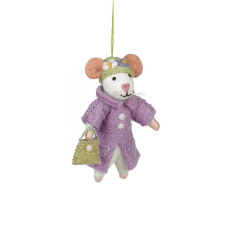 Felt So Good - Wholesale Ornament - Handmade Felt Matilda the Mouse Hanging Decoration2