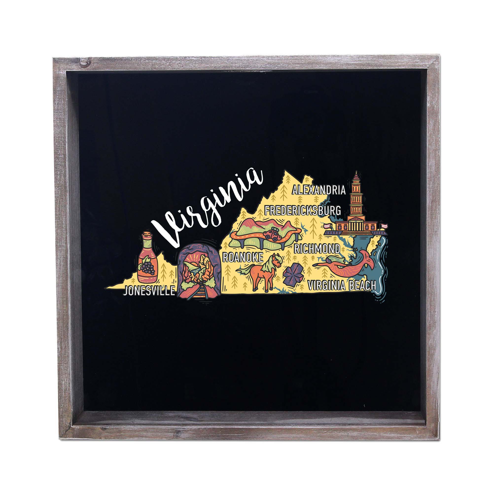 Torched Products - Wholesale Sign - State Map Design Shadow Box - Gray42