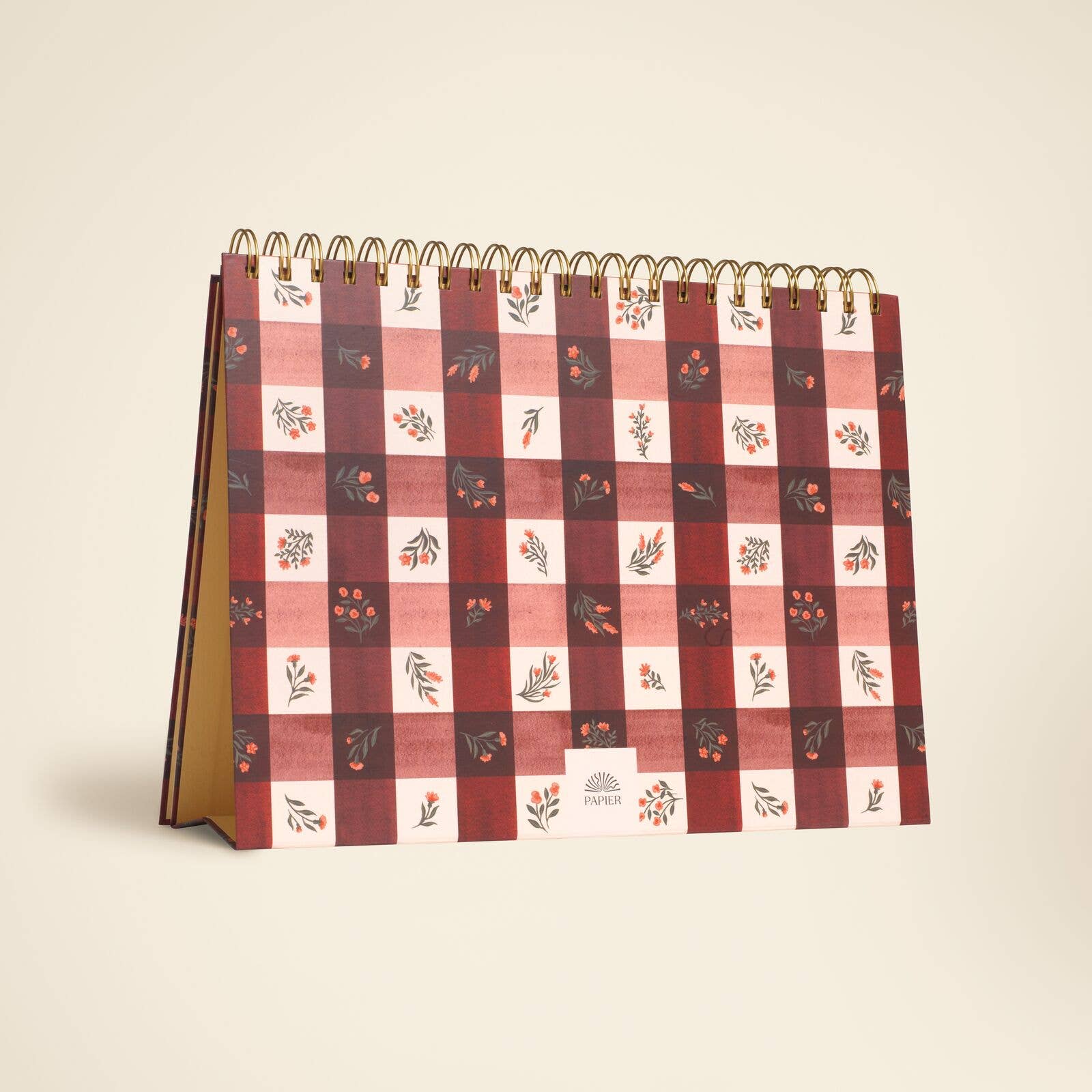 Papier UK – wholesale Planner – Floral Gingham Spiral Monthy Desk Pad1