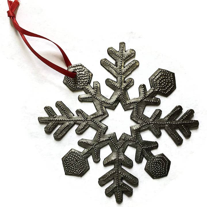 Haiti Fair Trade~ It's Cactus - Wholesale Ornament Set - Snowflake Ornaments, Set 3, Handmade Metal Holiday Decor 4"2