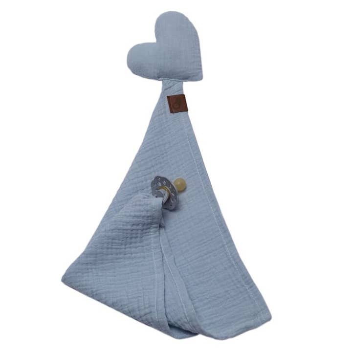 Brinquedo pelúcia dou dou com suporte para chupeta Coração Azul Bebê por atacado de Hi Little One