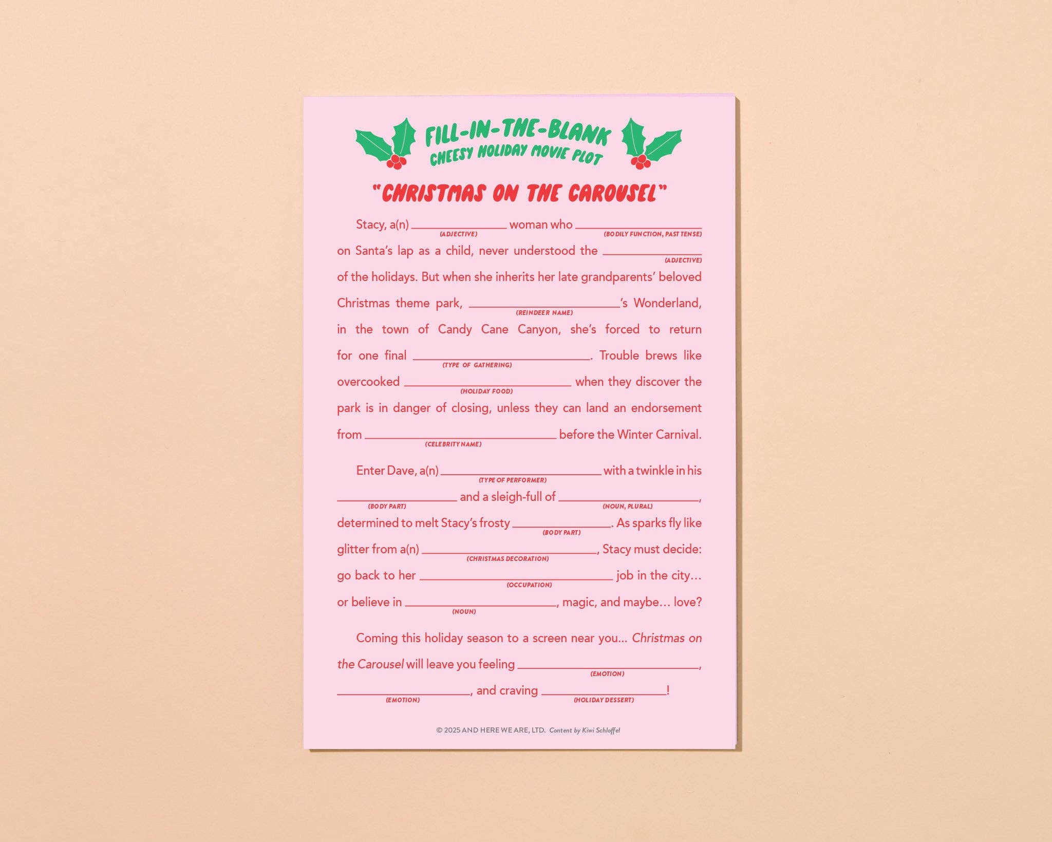 And Here We Are - Wholesale Card Game - Fill-in-the-Blank Movie Plots: Cheesy Holiday Movie - Stocking stuffer, Holiday, Gift Guide