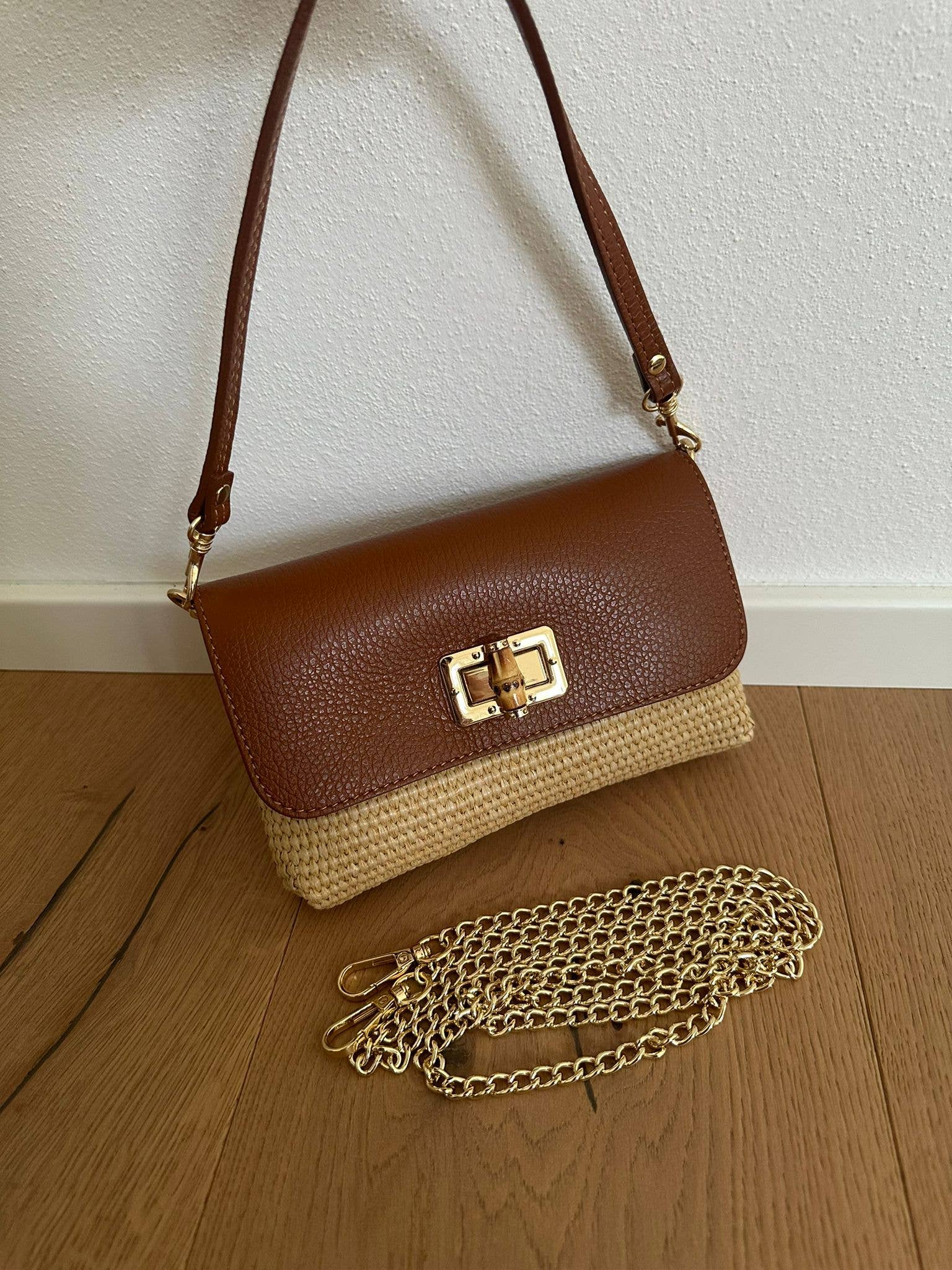 Zhade - Vente Accessoire de sac/sac à main – unisexe - VICKY - Sac en raphia et cuir6