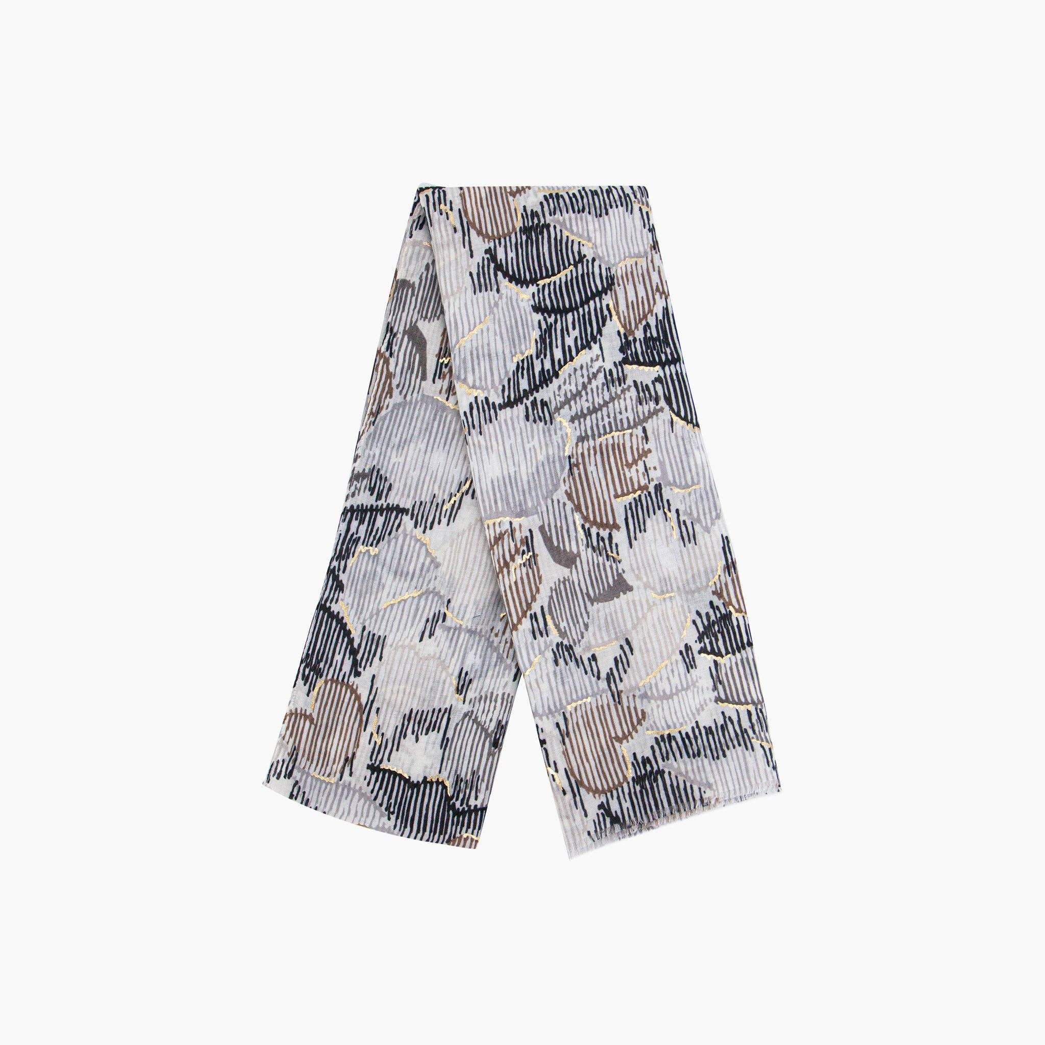 Sarta Accessories - Vendita all'ingrosso Sciarpa - Donna - Sciarpa Leggera Etta - Nero, Stampa Astratta1