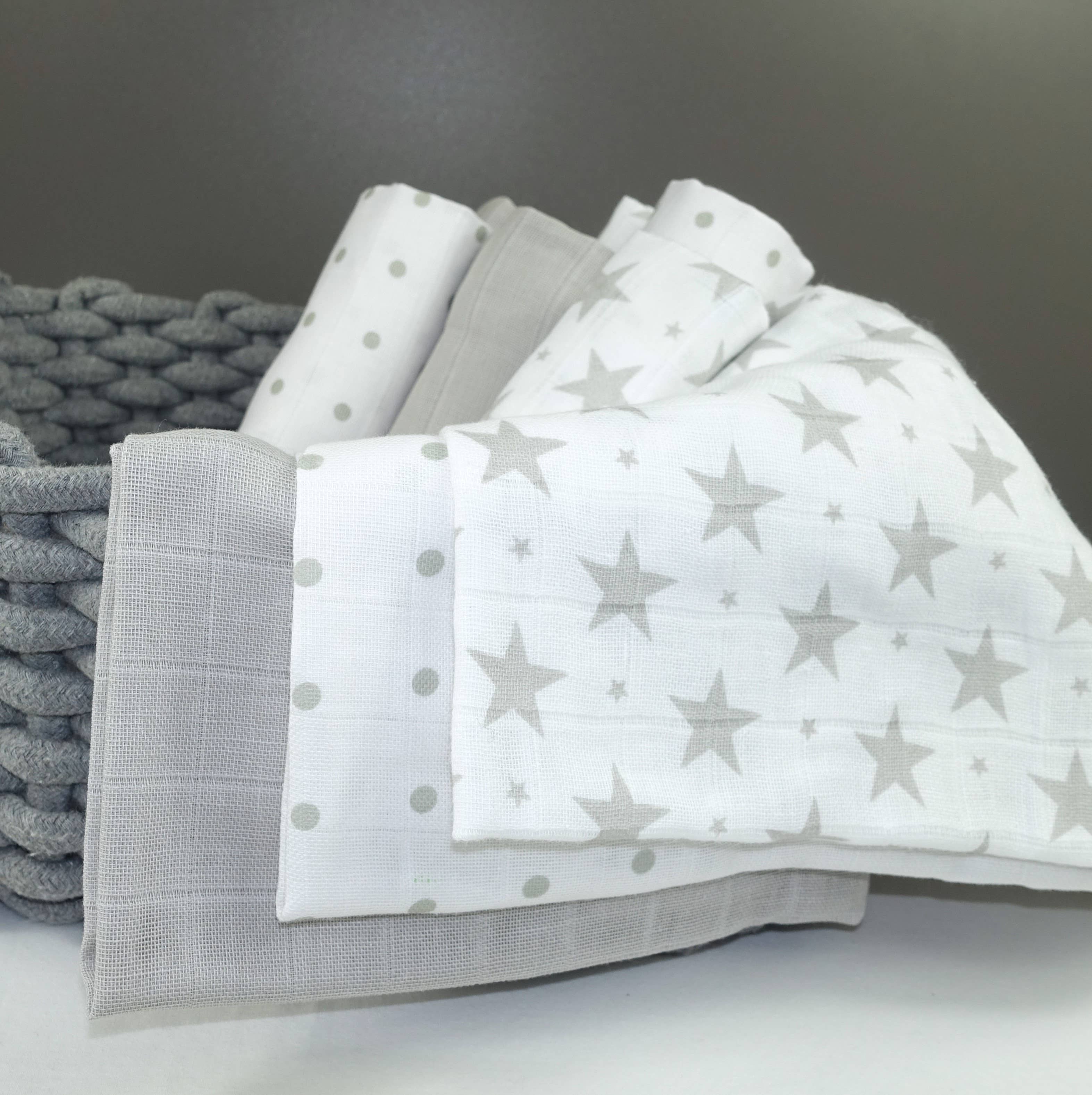 Muslinz - MerryGoRoundUK Ltd - Wholesale Spuuglapje - Baby - MuslinZ 6 stuks katoenen mousseline doeken - Sterrencombinatie6