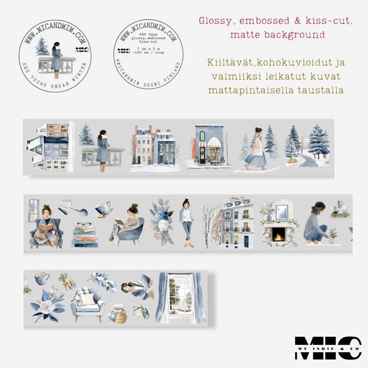 MIC | Ruban PET (3D Brillant & Découpe à mi-chair) : Urban Winter pour la vente par MIC & MIM Premium Paper Shop