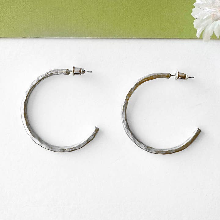 Textured Twig Hoops - Silver for wholesale by WorldFinds
