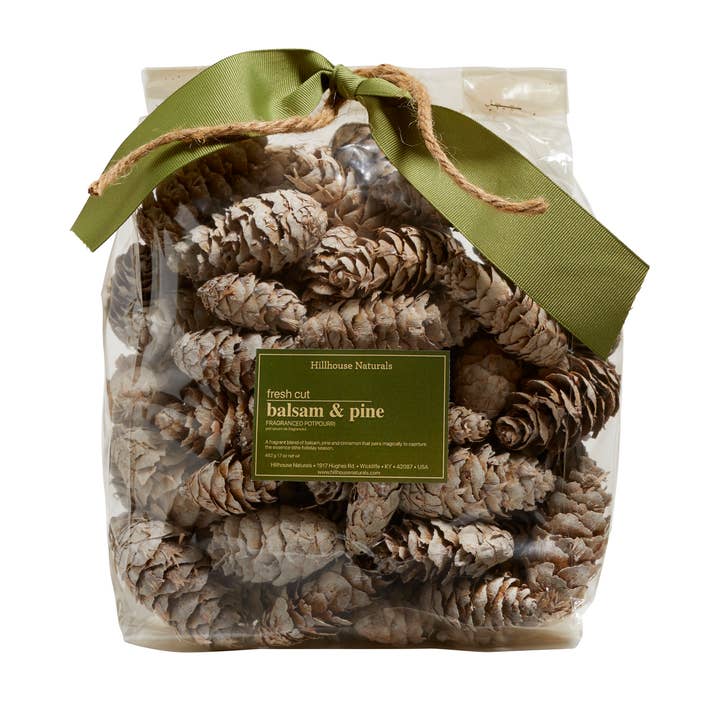 Fresh Cut Balsam & Pine Potpourri White Cones 14oz Ctn.8 for wholesale by Hillhouse Naturals/Field+Fleur