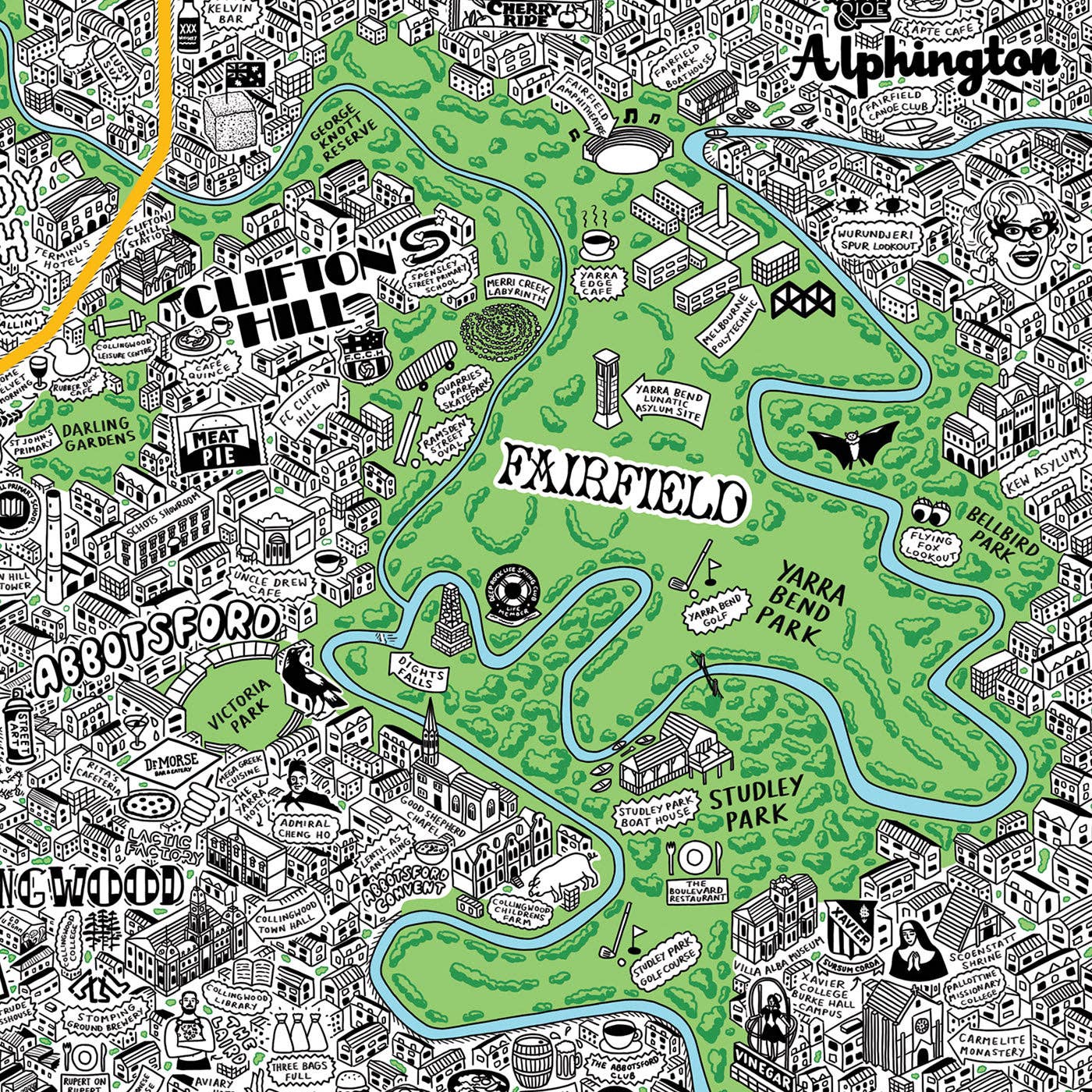 Evermade - Wholesale Art Print - Hand Drawn Map of Melbourne Art Print11