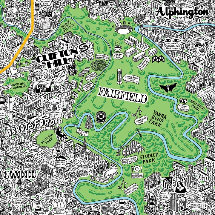 Evermade - Wholesale Art Print - Hand Drawn Map of Melbourne Art Print11