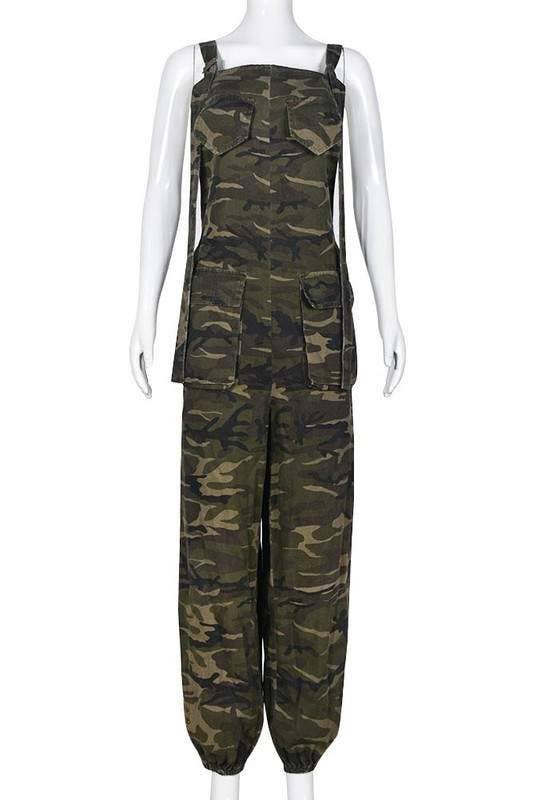 camouflage shoulder strap jumpsuit for wholesale on Faire4
