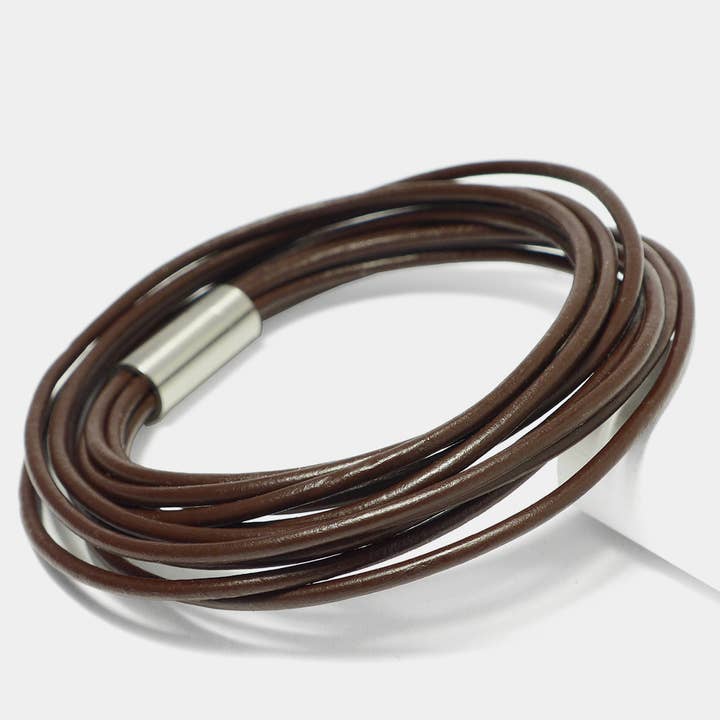 Pulseira Masculina Pures Basic Leather Star SX46 em Castanho por atacado de STARBEIT