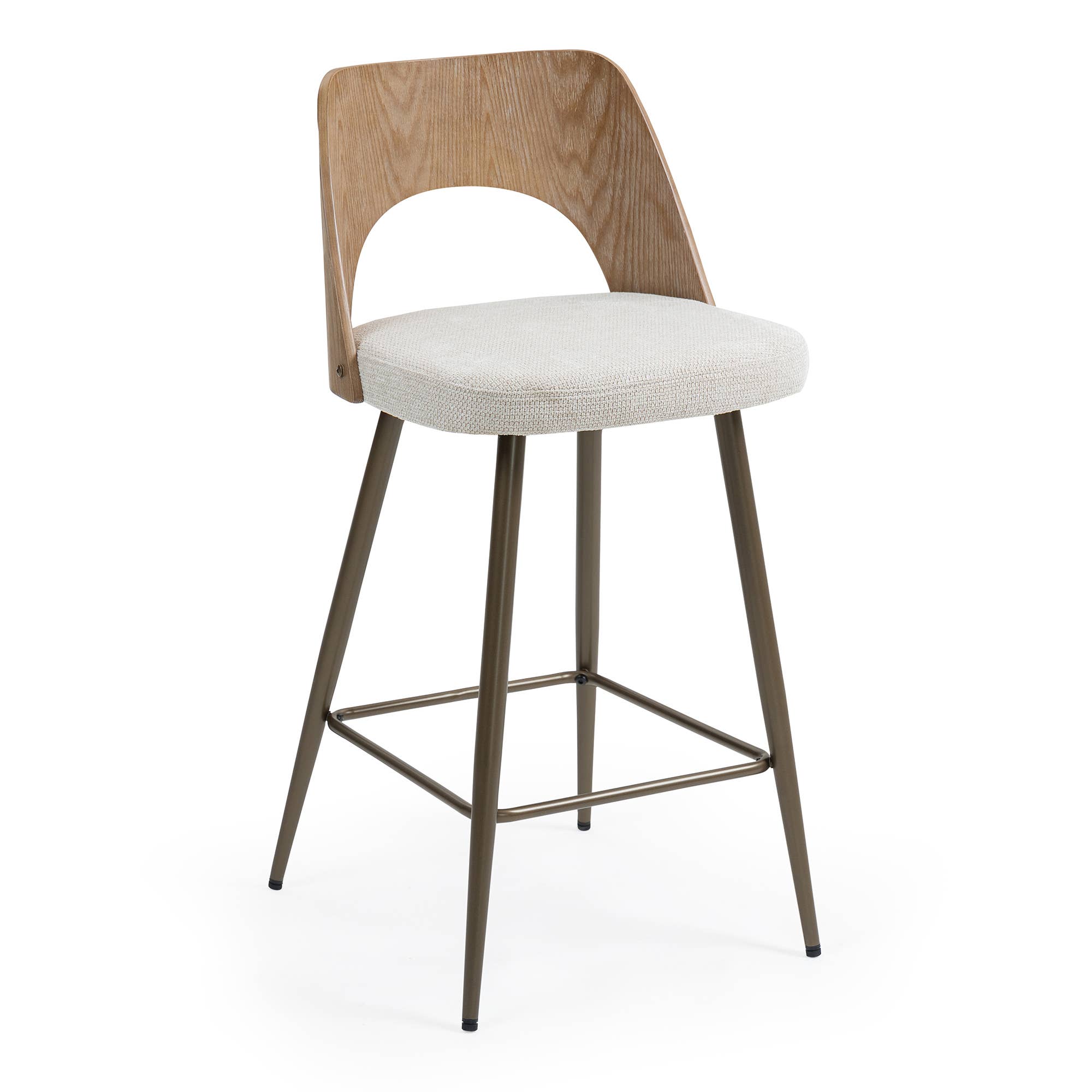 Glamour Home - Wholesale Stool - Set of 2 Bethan Beige Washed Boucle Fabric Counter Stool4