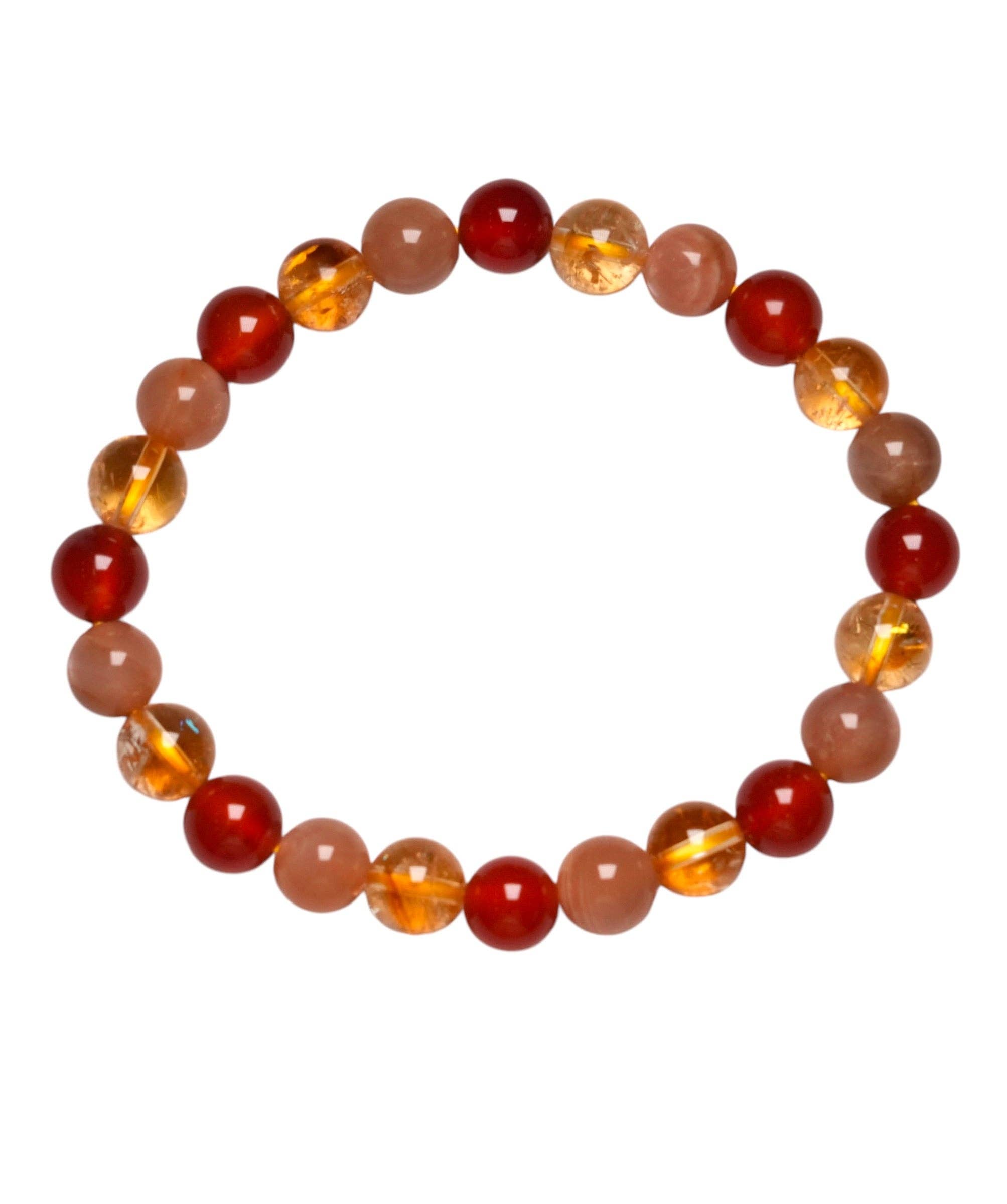 Foliesbijoux - Wholesale Beaded Bracelet - Joy of Living/Good Mood Bracelet — Carnelian, Heated Citrine A & Sunstone A+ (number 11)0