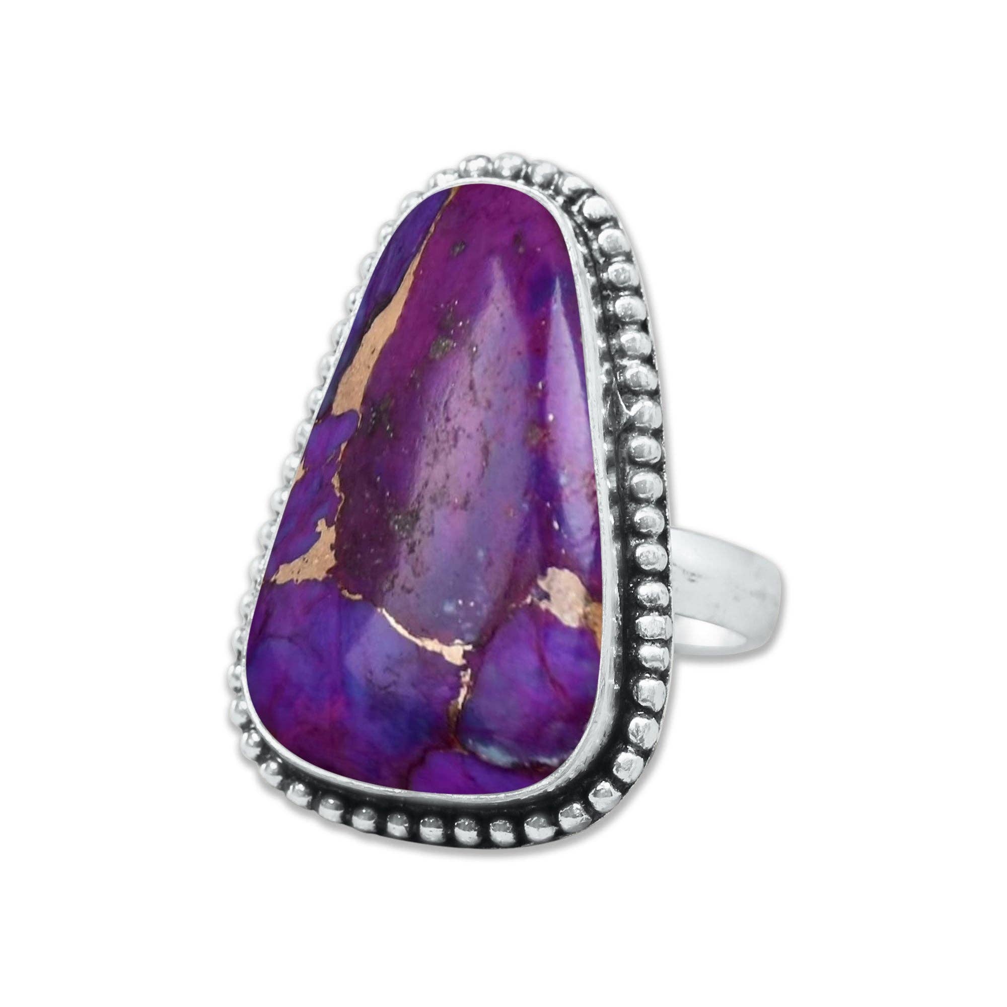 Handmade Jewels - Vente Bague de cocktail/de cérémonie - Bagues en turquoise cuivrée violette – Fait main, plaqué argent, bohème (sur commande)12