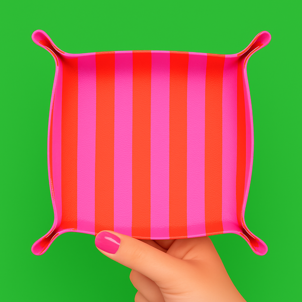 Aspen Lane - Wholesale Decorative Tray - Valentines day gift jewelry trinket tray pink orange stripe2