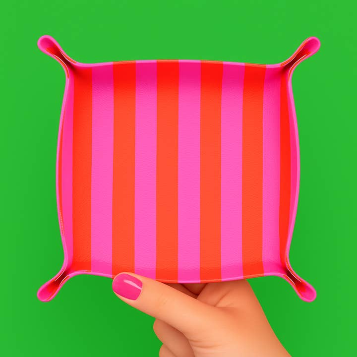 Aspen Lane - Wholesale Decorative Tray - Valentines day gift jewelry trinket tray pink orange stripe2