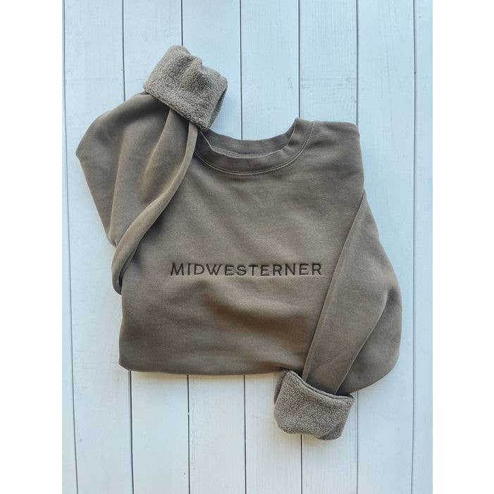 Jupmode - Wholesale Sweatshirt - Unisex - Midwesterner Fall Embroidered Sweatshirt (Pigment Clay)1