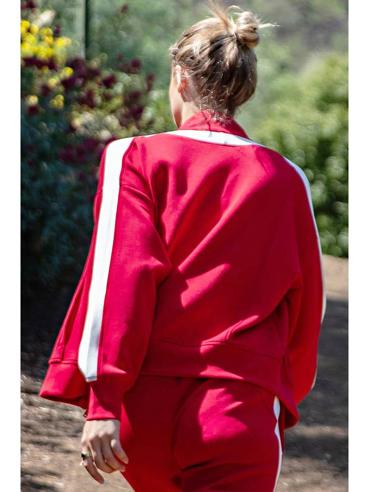 Rae Mode - Wholesale Athletic Jacket - Women's - MODAL SCUBA STRIPING ZIP UP JACKET11