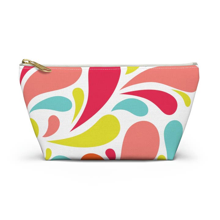 Farverige regndråber T-bund lynlås Organizer taske for engroshandel hos Pugs In Mugs Creations