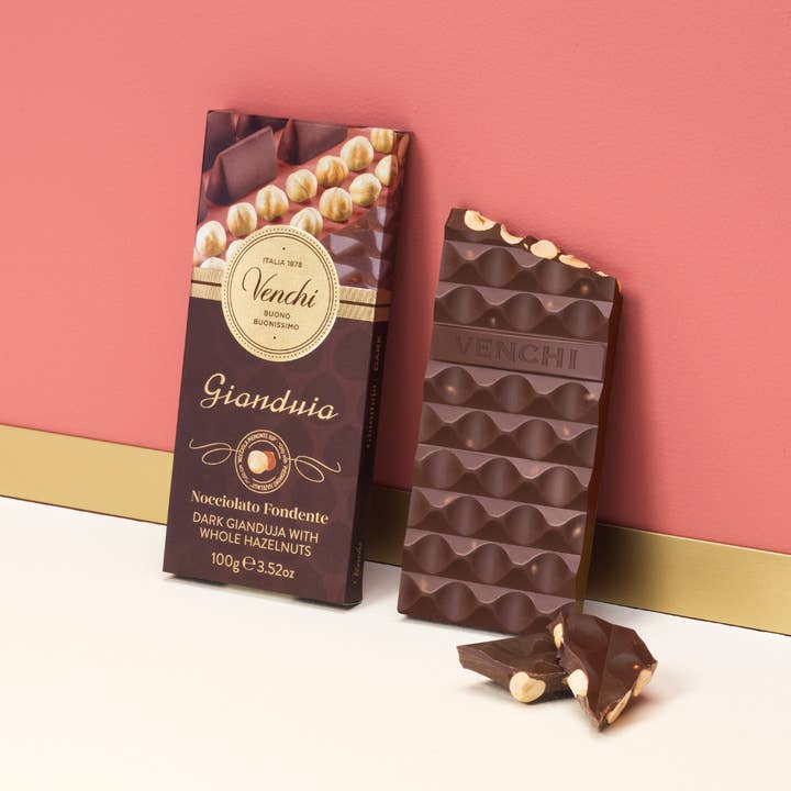 Venchi - Wholesale Chocolate Bar - Gianduja Dark Chocolate Bar with Hazelnuts - Italian Gourmet