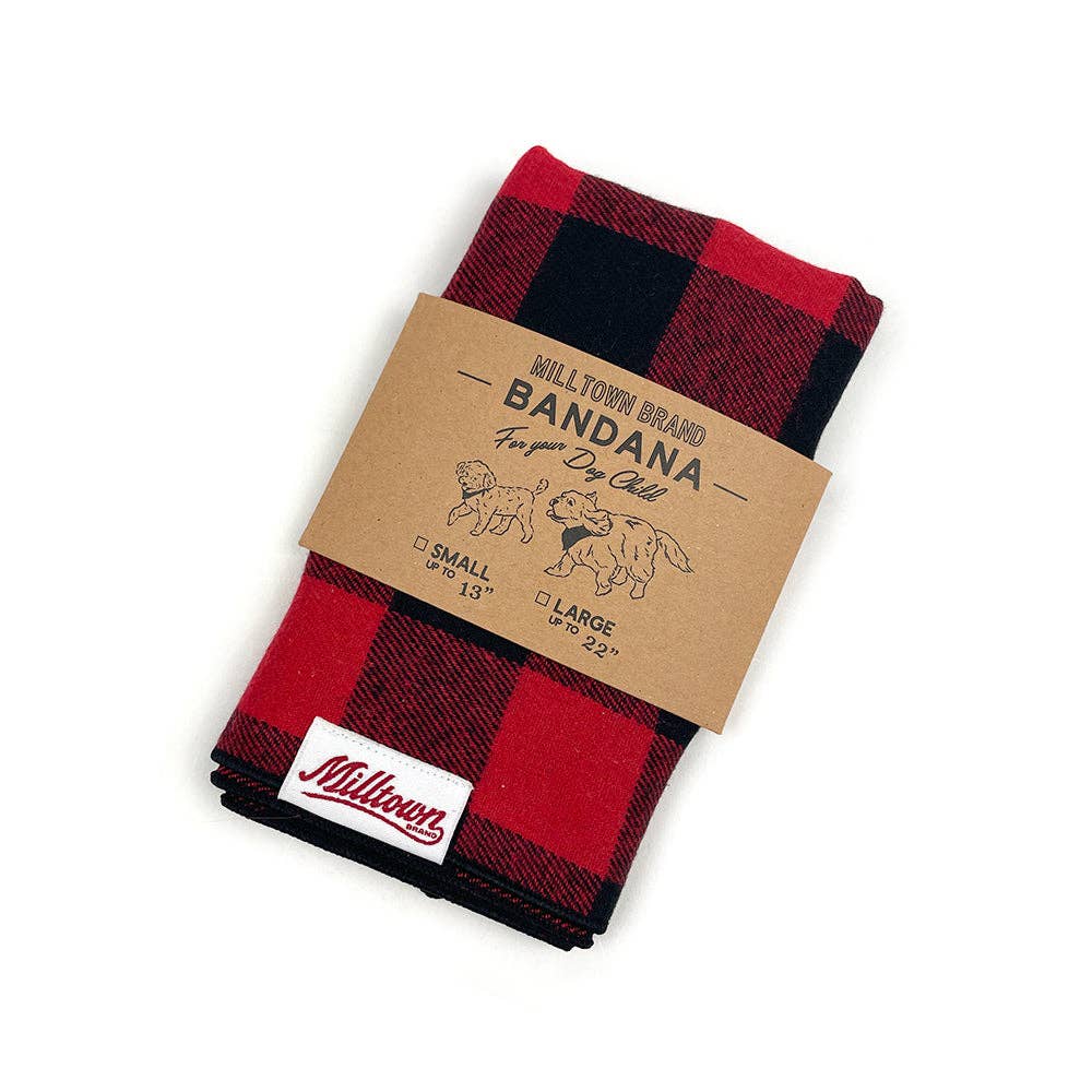 Milltown Brand - Vente Bandana – chien - Bandana carré pour chien - Plaid classique en forme de buffle rouge2